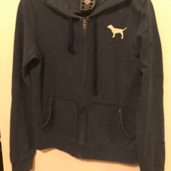 VICTORIA'S SECRET ZIP HOODIE NAVY BLUE LOVE PINK S - Picture 2 of 4